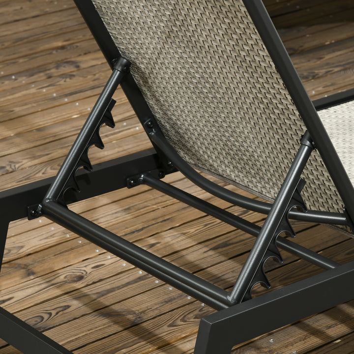 Rattan Sun Lounger, with Five-Position Back - Grey/Black