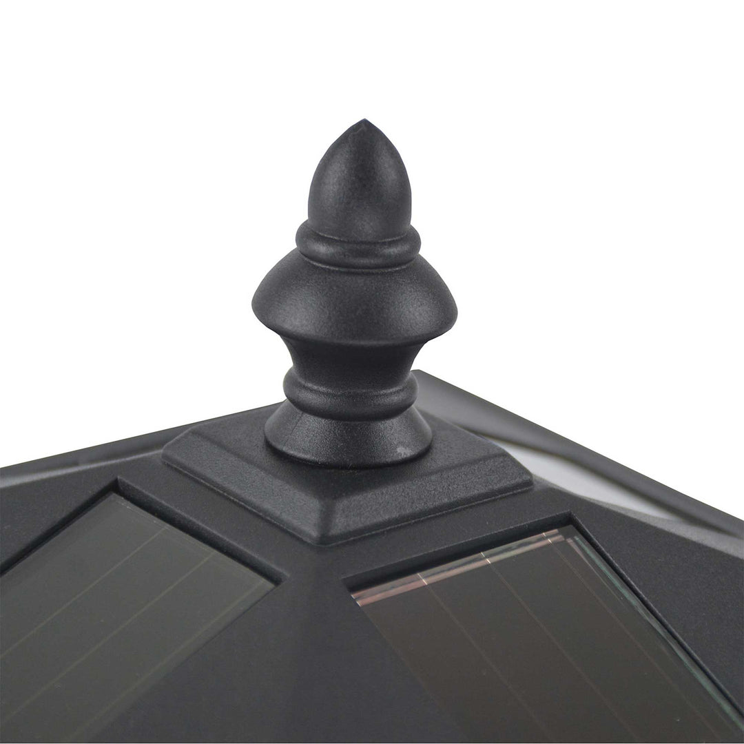 Set of 2 Outdoor Garden Solar Post Lamp Sensor Dimmable LED Lantern Bollard IP44 Energy-saving 1.2M Tall, Black