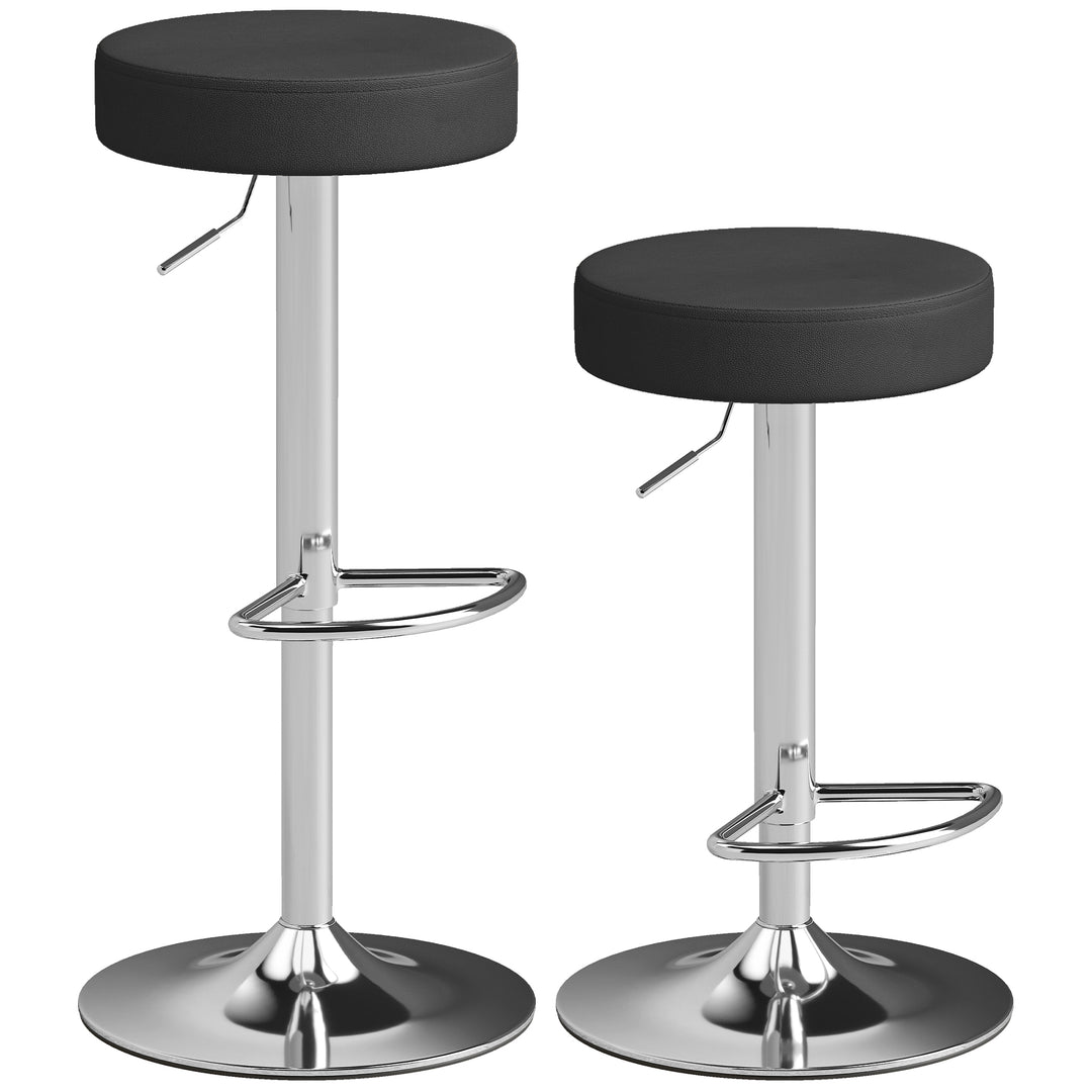 Bar Stools Set of 2, Modern PU Leather Swivel Barstools, Height Adjust