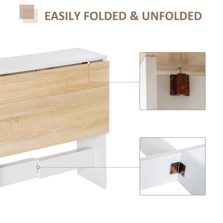 Wooden Folding Dining Table Writing Computer Desk PC Workstation Space Saving Home Office Oak & White
