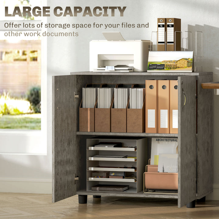 Two-Tier Locking Office Storage Cabinet - Grey
