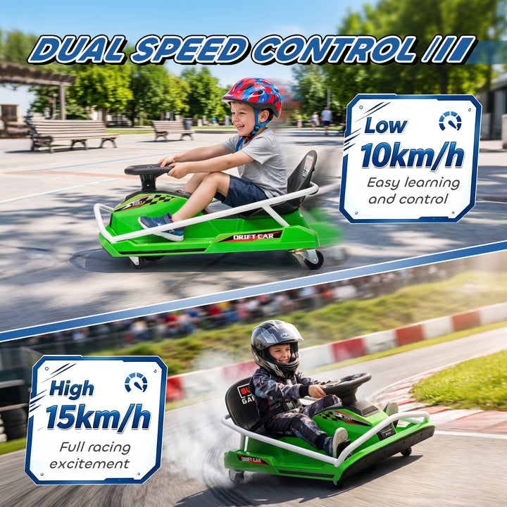 24V Electric Go Kart for Kids with Drift Mode, 300W Brushless Motor, S