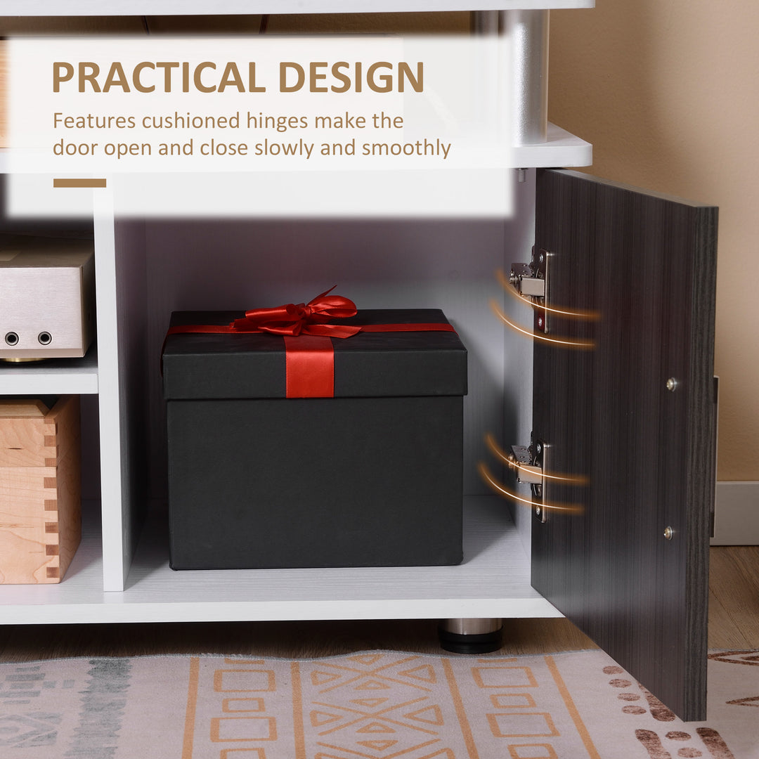 MCL TV Cabinet Unit for TVs up to 50'' with Storage Shelf and Cupboards, Living Room Entertainment Center Media Console, Grey and White