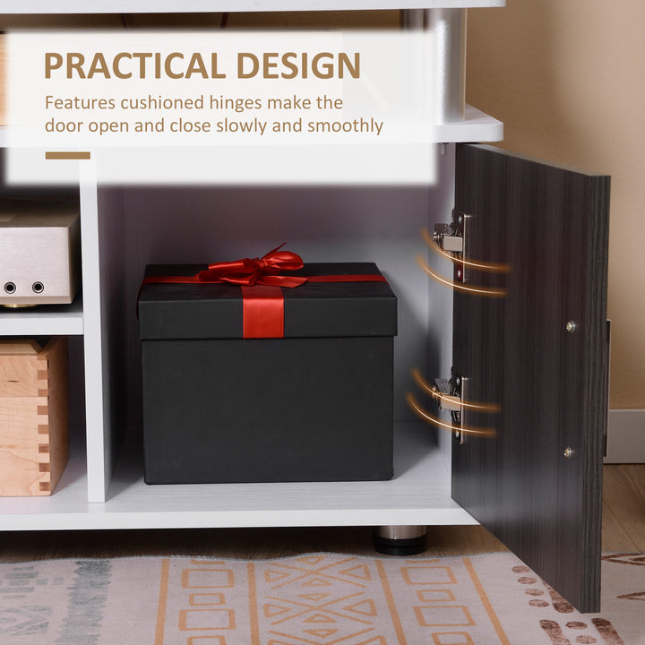 MCL TV Cabinet Unit for TVs up to 50'' with Storage Shelf and Cupboards, Living Room Entertainment Center Media Console, Grey and White