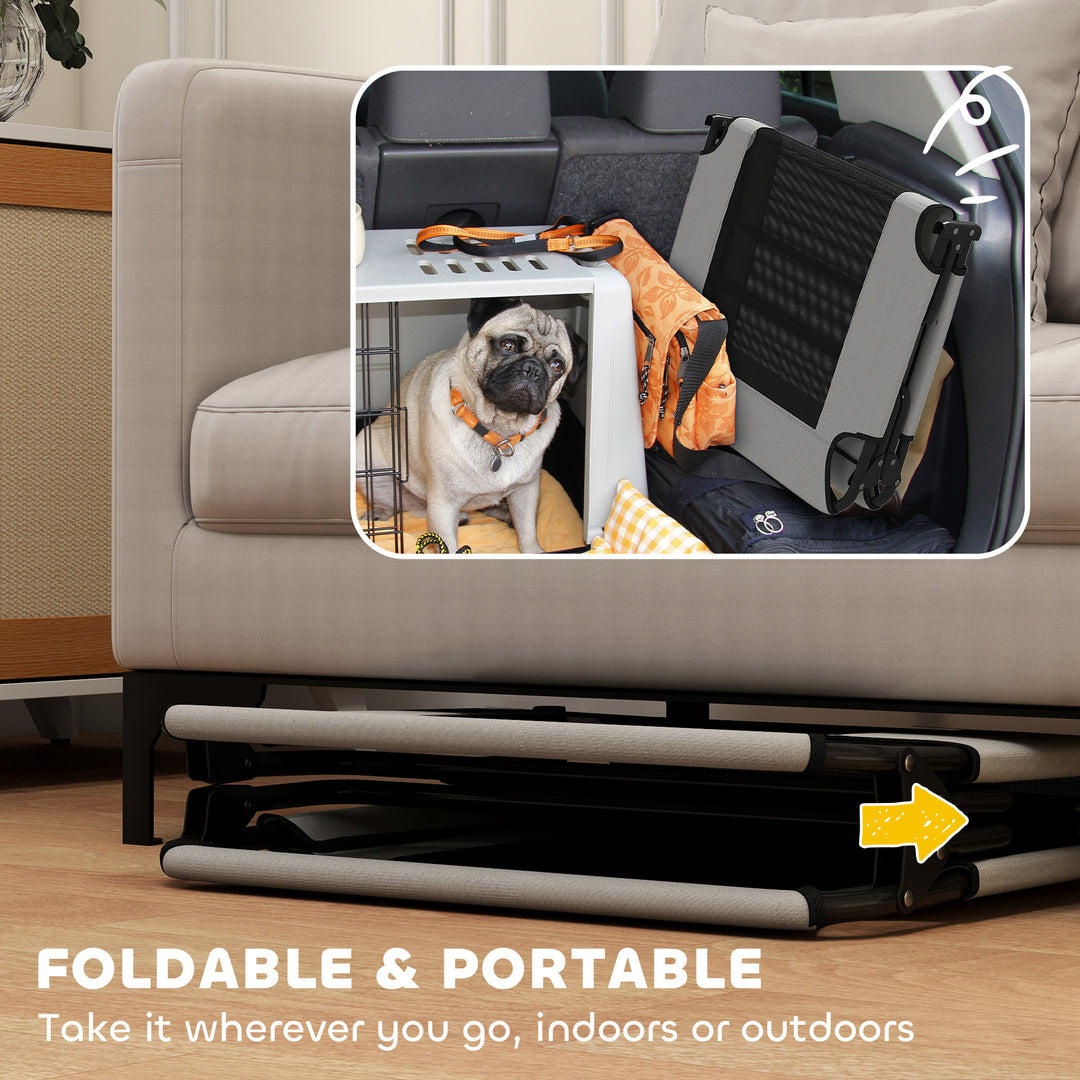 Portable Raised Dog Bed, Elevated Pet Cot with Breathable Mesh for Indoor Outdoor, for Large Dogs, Light Grey