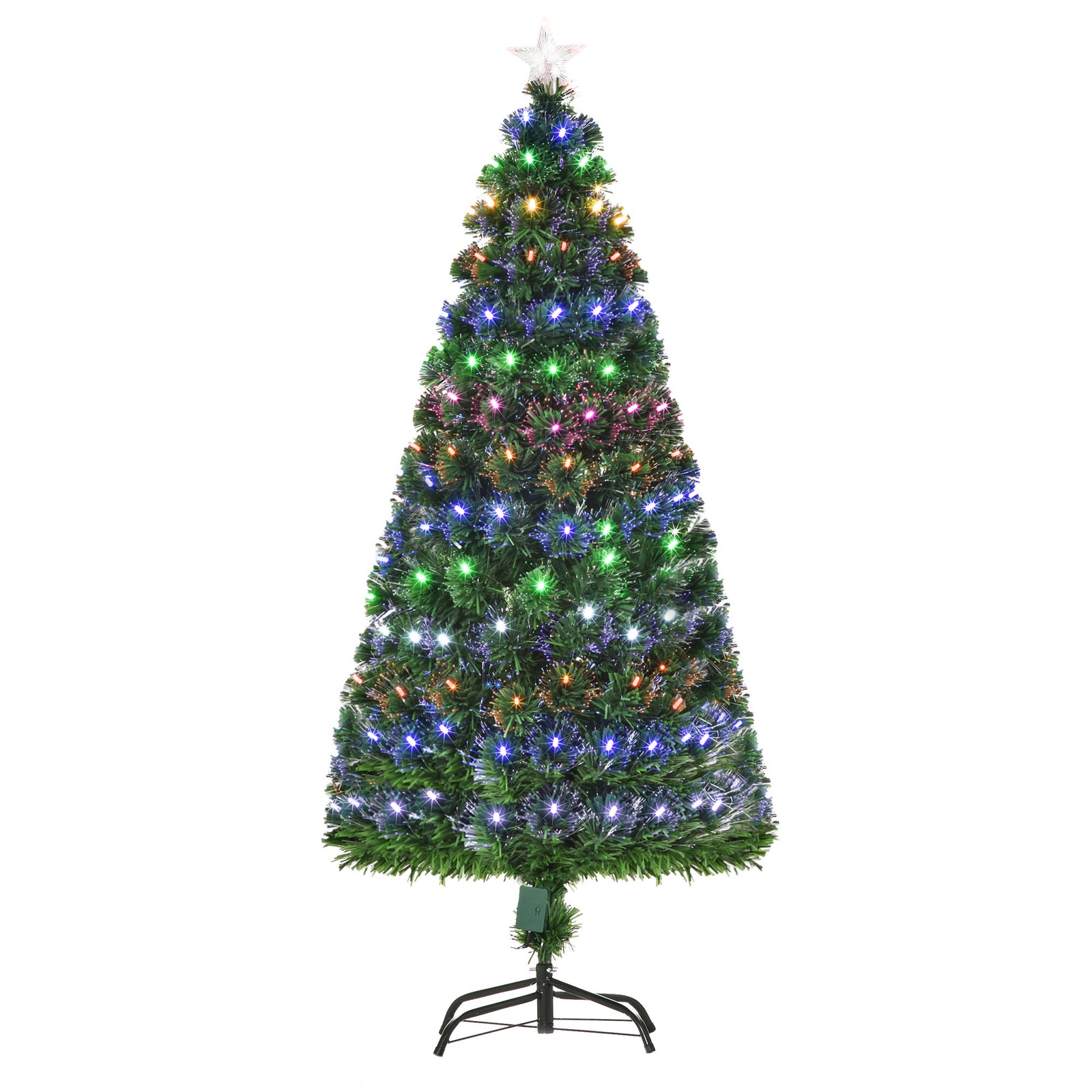5FT Pre-Lit Artificial Christmas Tree w/ Lights Star Topper Metal Base Home Seasonal Decoration
