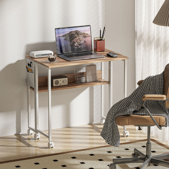 80 cm Drop Leaf Writing Work Desk - Natural Wood Finish
