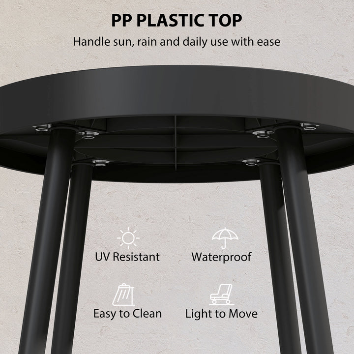 49.5 cm Round Garden Table, Small Outdoor Coffee Side Table with Plast