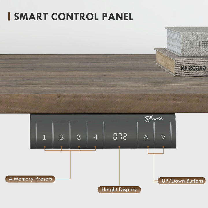 Vinsetto Height Adjustable Electric Standing Desk with 4 Automatic Memory Preset 140cm x 70cm Tabletop Stand Up Desk for Home Office