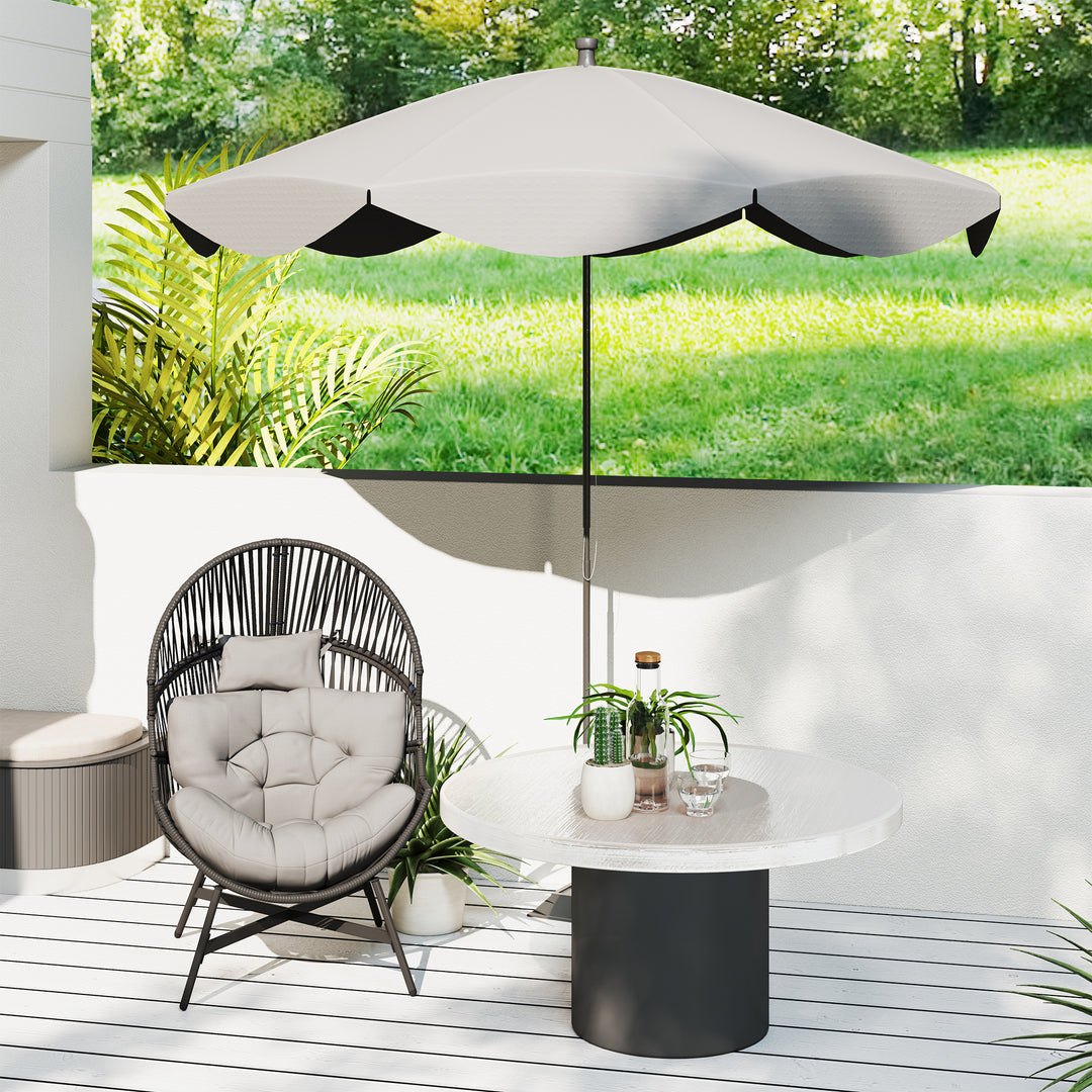 Rattan Egg Chair, Oversized Freestanding Garden Egg Chair with Thick Tufted Cushion, Headrest, Steel Frame for Indoor and Outdoor Use, Charcoal Grey
