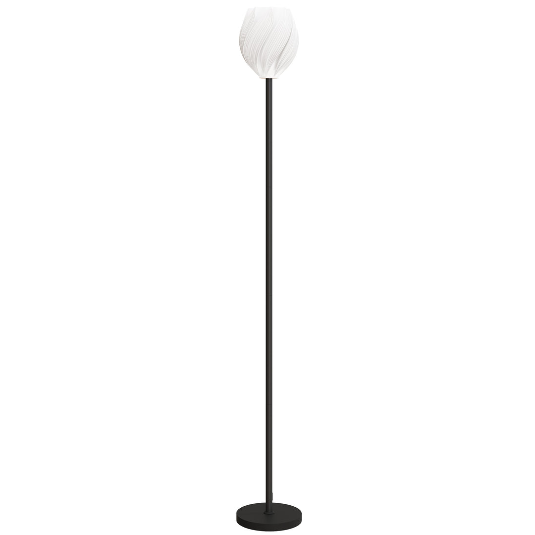 Flower Floor Lamp for Living Room, 3D Printed Modern Standing Lamp with Rose Shade, 3 Colour Temperature & Foot Switch, Minimalist Tall Pole Lampshade for Bedroom, Office, White