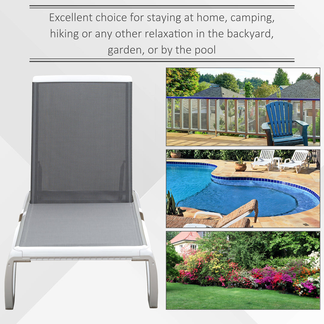 Aluminium Frame Sun Lounger, with Adjustable Back - Grey