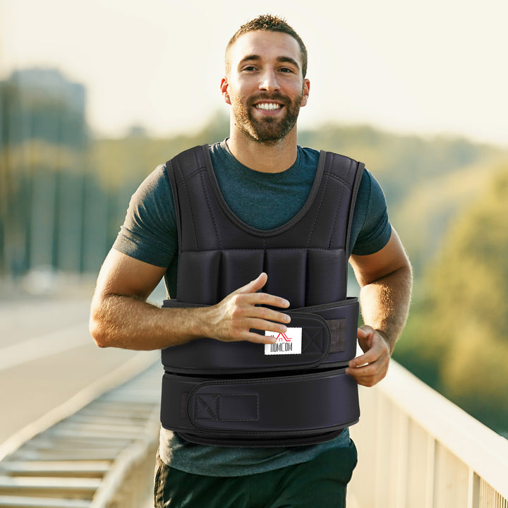 15kg Weighted Vest, Adjustable Running Weight Vest with 38 Weight Bags for Men or Women Cardio Exercise, Black