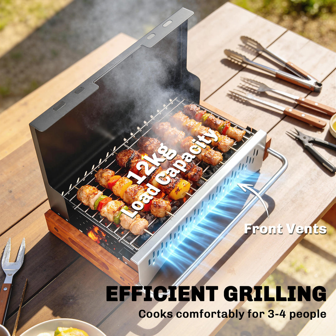Portable BBQ Grill, Folding Charcoal Barbecue Grill with Removable Cha