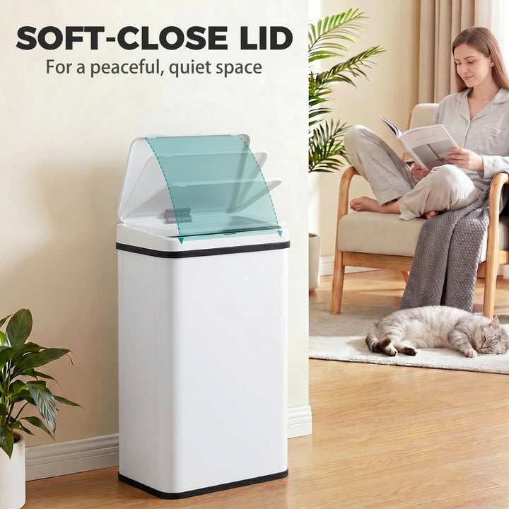 50L Sensor Bin with Soft-Close Lid, Stainless Steel Automatic Touchles