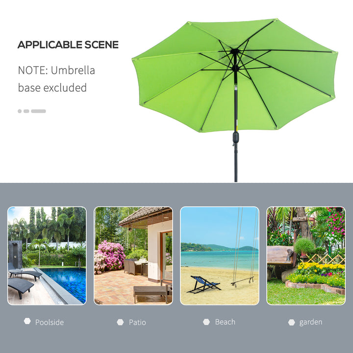 2.7M Garden Parasol Umbrella with Glass Fibre Ribs and Aluminium Frame, Tilting Sun Shade Shelter Canopy, Light Green