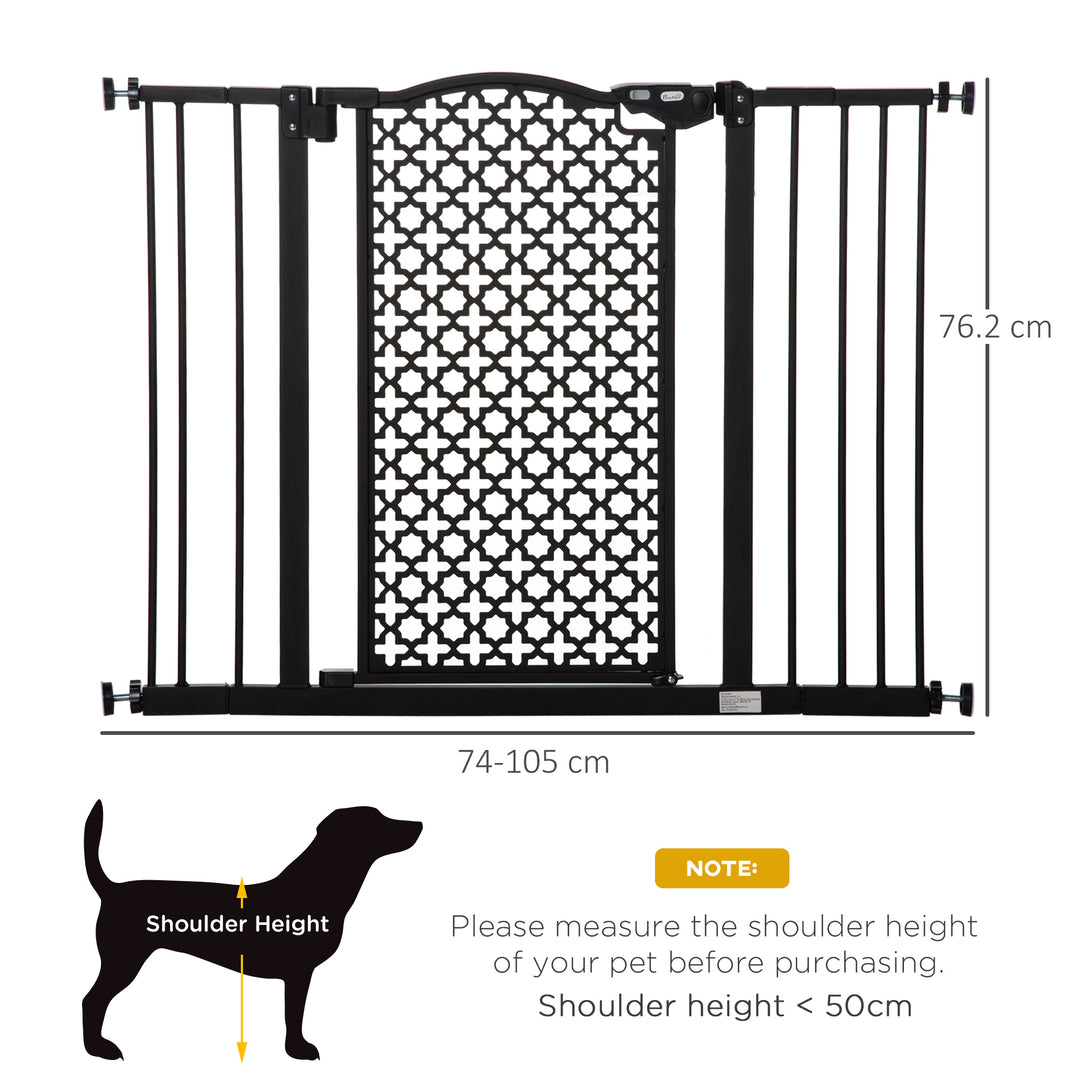74-105cm Pet Safety Gate Stair Barrier, with Auto Close, Double Locking - Black