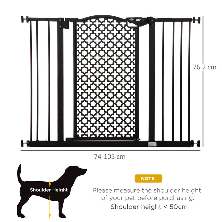 74-105cm Pet Safety Gate Stair Barrier, with Auto Close, Double Locking - Black