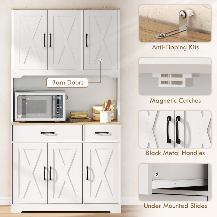 175 cm Tall Kitchen Pantry Cabinet with Microwave Stand, Freestanding - view 6