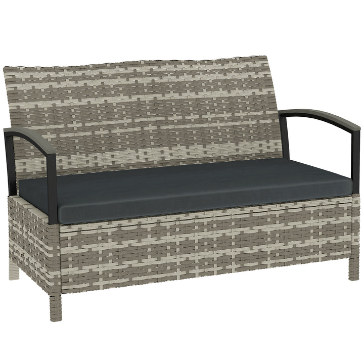 125L Garden Storage Bench, 2 Seater PE Rattan Outdoor Bench Storage Bo