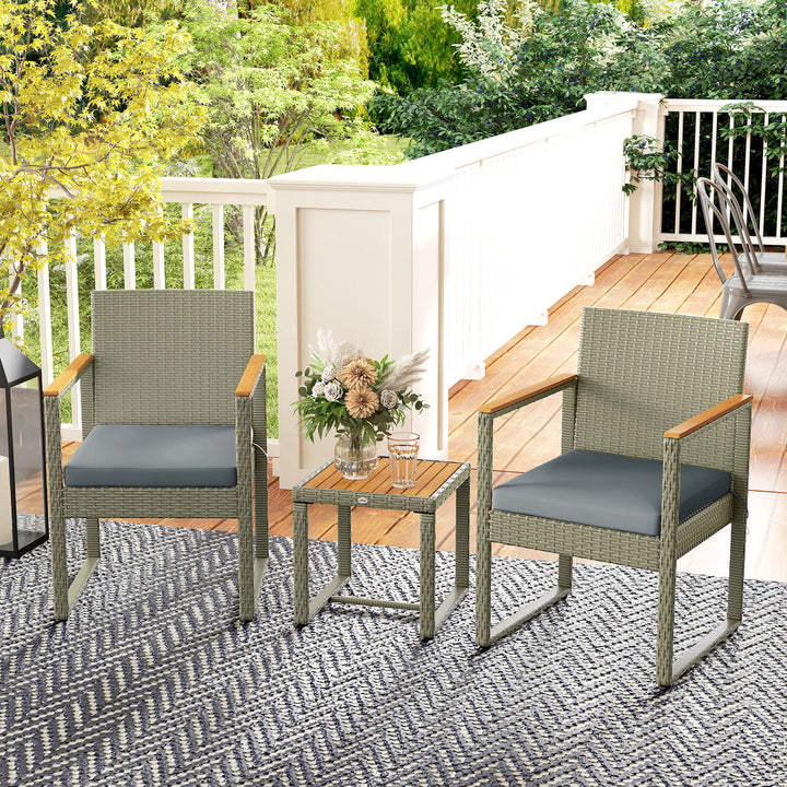 Three-Piece Rattan Chair Set - Grey