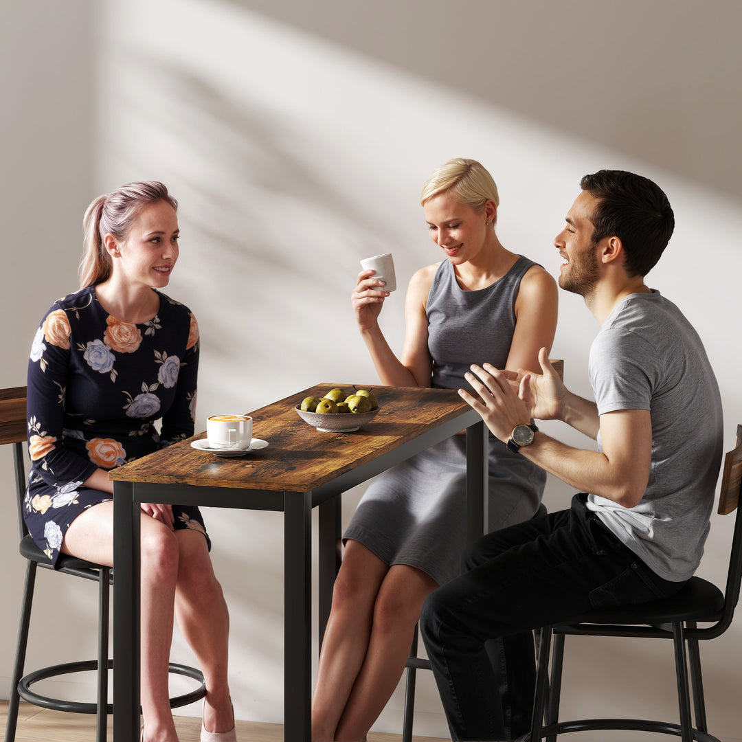 MCL Rectangular Bar Table, Wood Effect Pub Coffee Table for Small Space, Breakfast Dining, Kitchen, Industrial, Rustic Brown