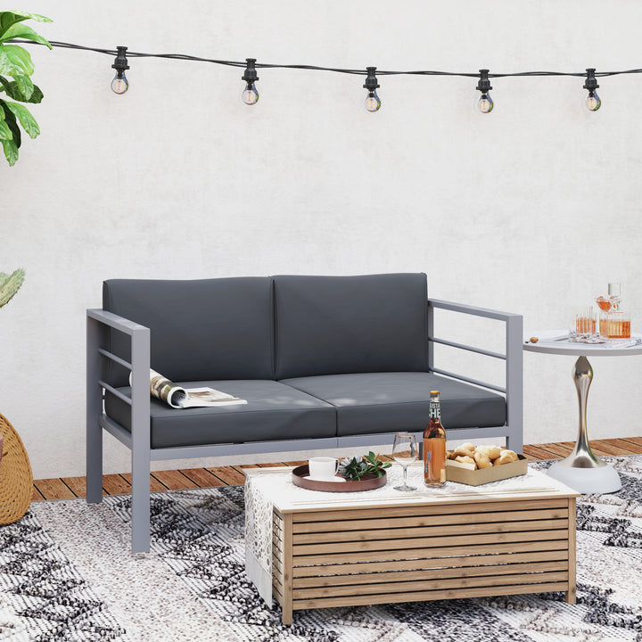 Two-Seater Aluminium Garden Sofa - Grey