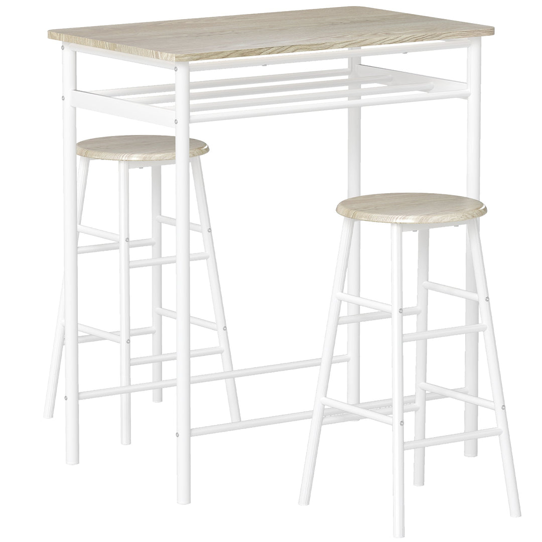 MCL Bar Table Set, Bar Table and Stools Set, Footrest and Storage Shelf, for Kitchen, Dining Room, Pub, Cafe