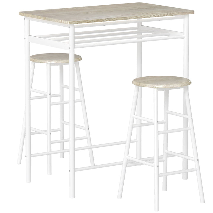 MCL Bar Table Set, Bar Table and Stools Set, Footrest and Storage Shelf, for Kitchen, Dining Room, Pub, Cafe