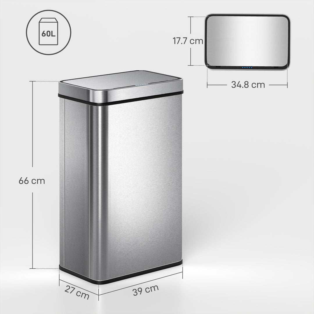 60 L Sensor Can, Sensor Bin with Soft-Close Lid, Fingerprint-Proof Sta