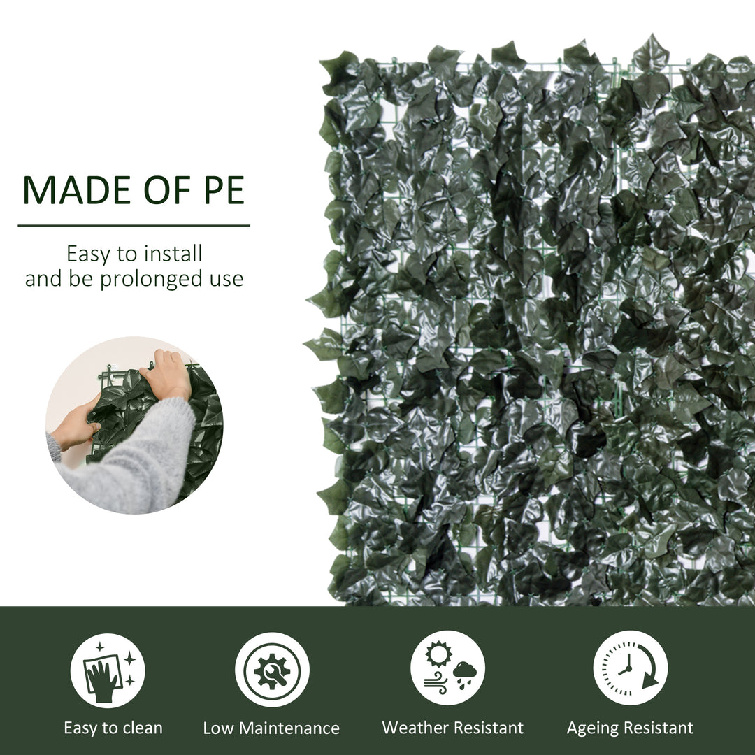 2-Piece Artificial Leaf Hedge Screen Privacy Fence Panel for Garden Outdoor Indoor Decor, Dark Green, 3M x 1.5M