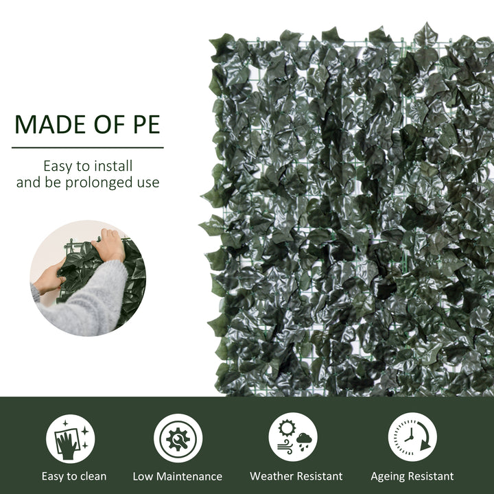2-Piece Artificial Leaf Hedge Screen Privacy Fence Panel for Garden Outdoor Indoor Decor, Dark Green, 3M x 1.5M