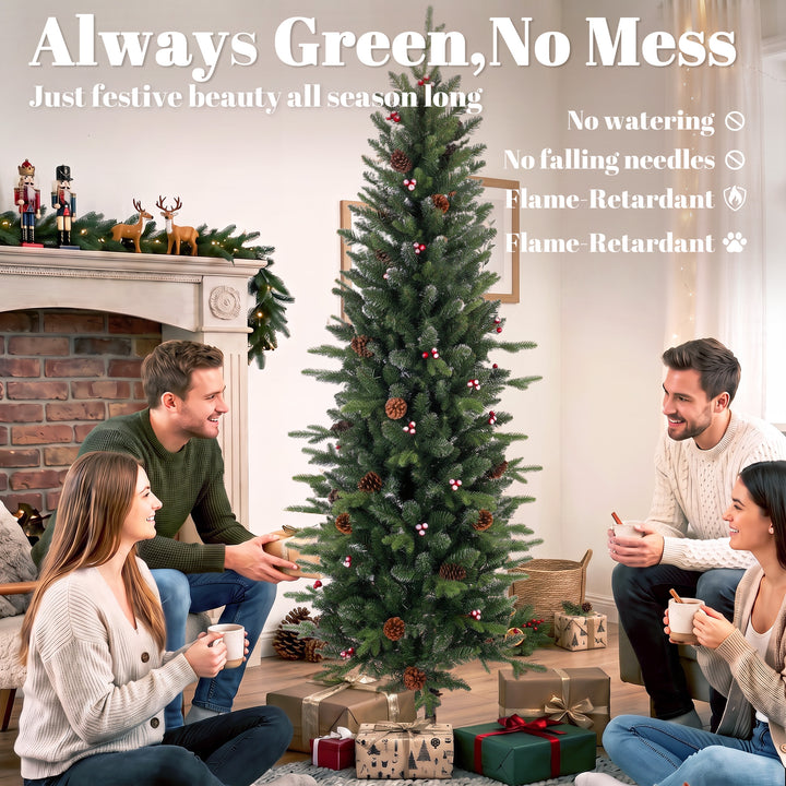Slim Gracious Pine Xmas Tree, 7ft/210cm Artificial Christmas Tree - view 4