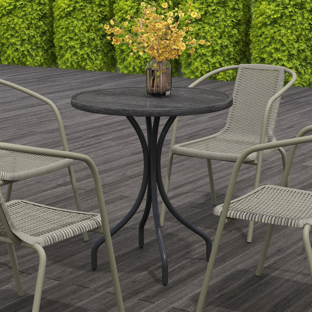Outsunny 66cm Galvanised Steel Garden Table - Grey