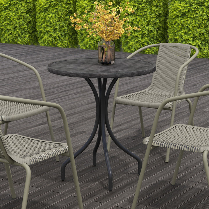 Outsunny 66cm Galvanised Steel Garden Table - Grey