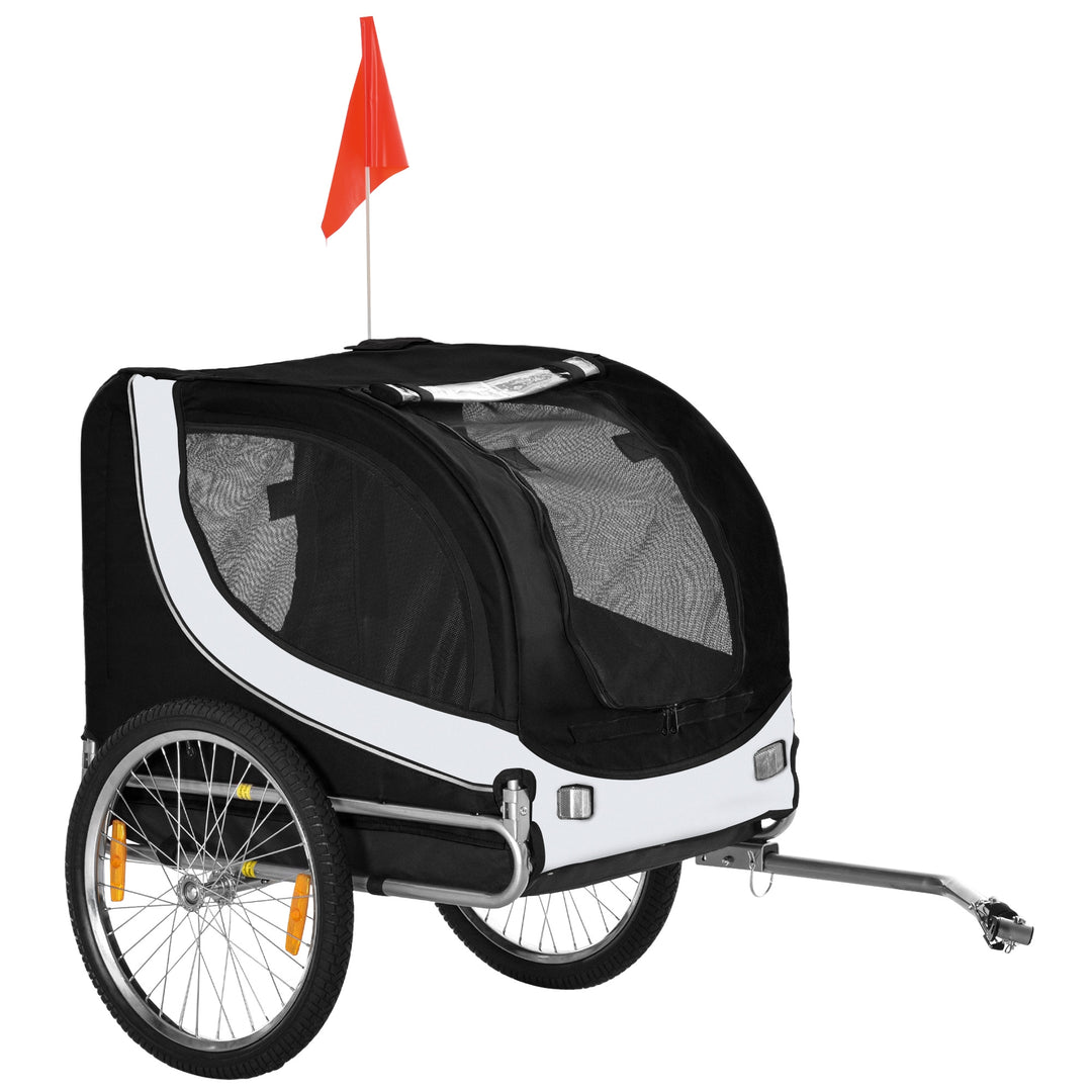 MCL Steel Dog Bike Trailer Pet Cart Carrier for Bicycle Kit Water Resistant with Hitch Coupler Travel Black and - Black, white