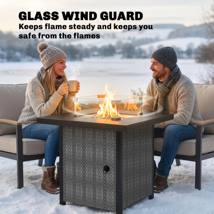 Propane Gas Fire Pit Table for Garden, 11.7 KW Smokeless Firepit Outdo