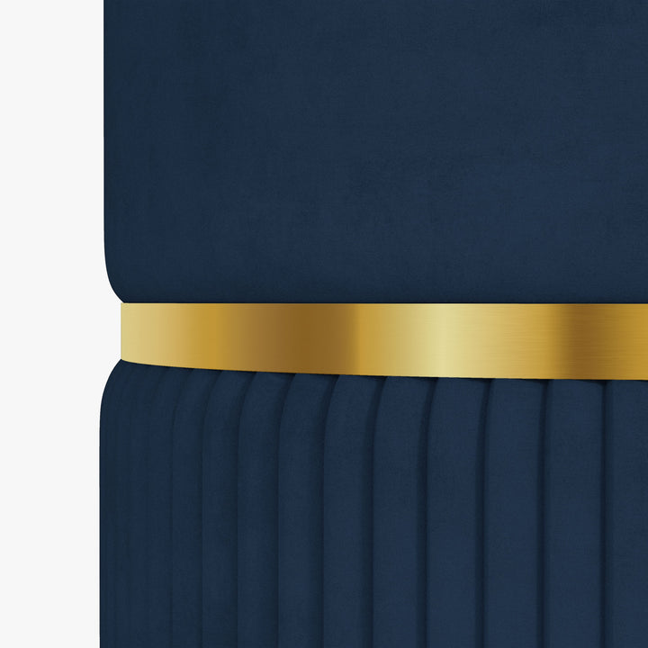 Velvet-Feel Storage Ottoman - Blue