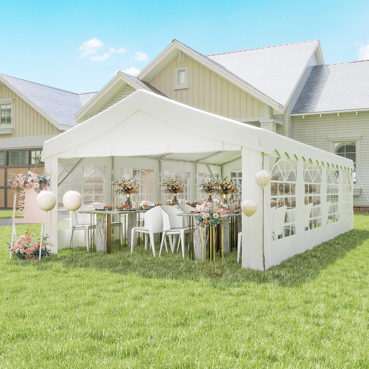 8m x 4m Garden Gazebo Marquee Party Tent Wedding Portable Garage Carport Event shelter Car Canopy Outdoor Heavy Duty Steel Frame Waterproof Rot Resistant
