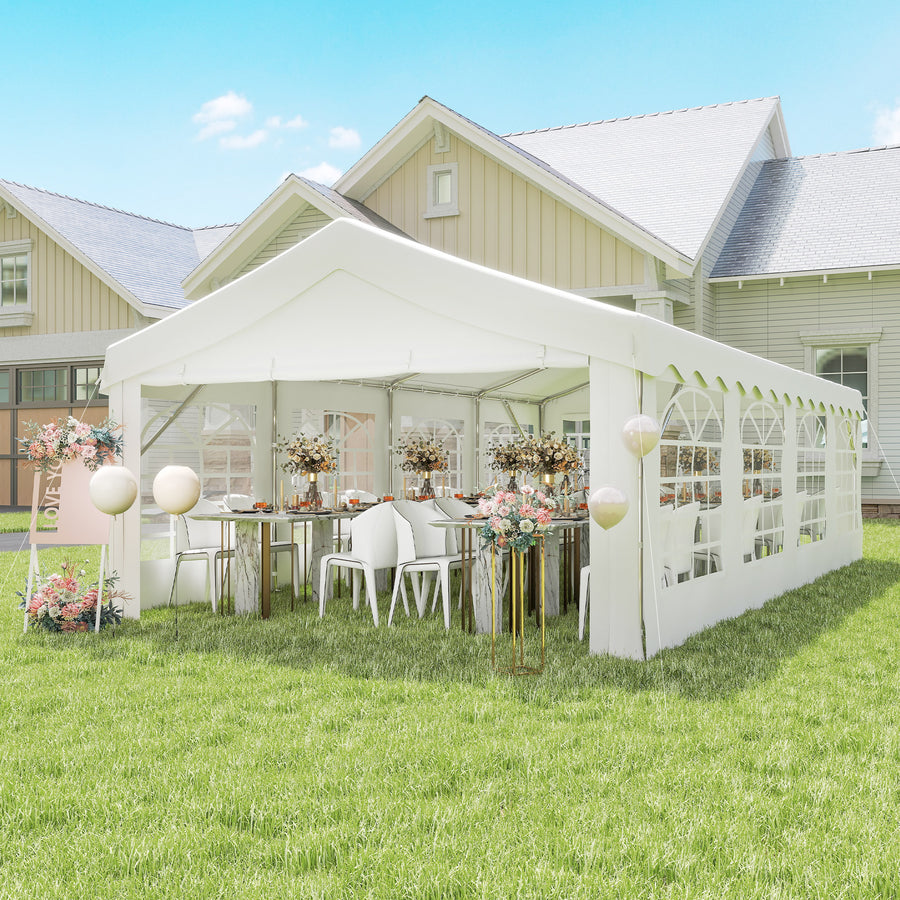 8m x 4m Garden Gazebo Marquee Party Tent Wedding Portable Garage Carport Event shelter Car Canopy Outdoor Heavy Duty Steel Frame Waterproof Rot Resistant