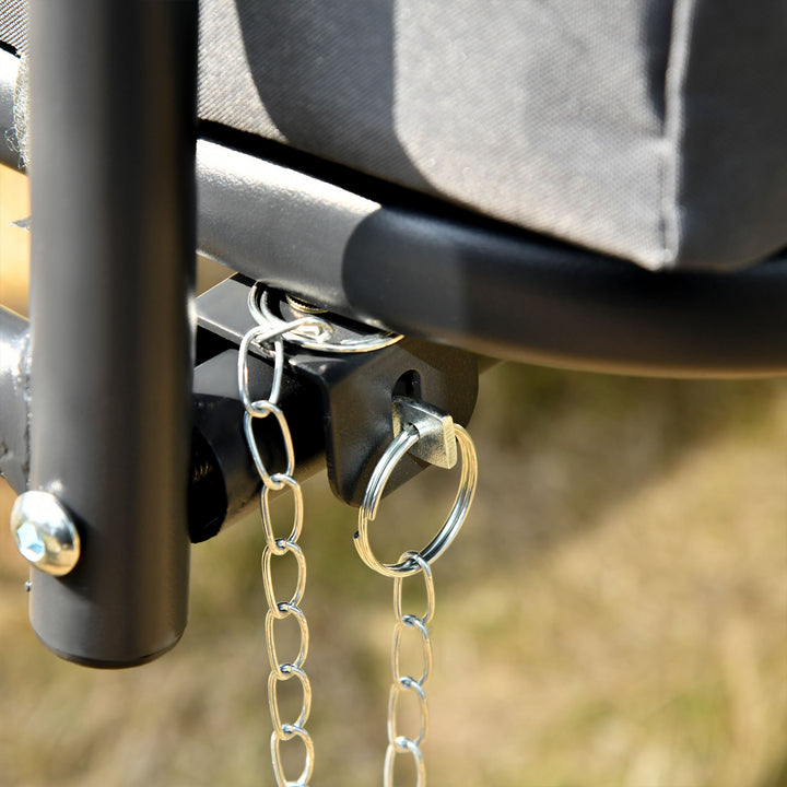 MCL Outdoor 2-in-1 Swing Chair Lounger 3 Seater Garden Swing Seat Bed Convertible Tilt Canopy W/ Cushion, Dark Grey