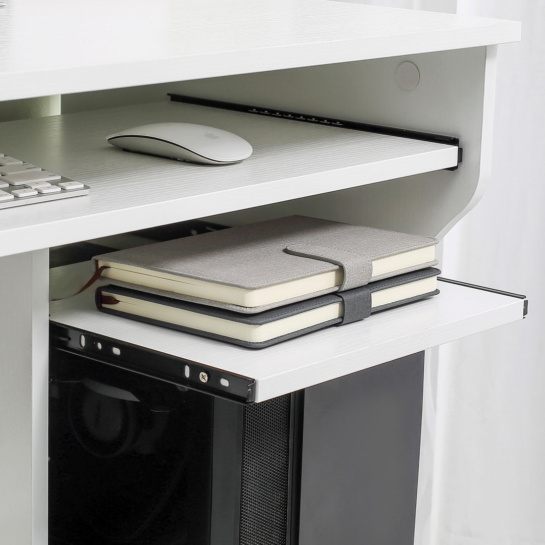 MCL Multi-Storage Compact Work Desk, with Wheels - White