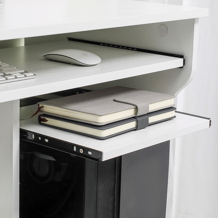 MCL Multi-Storage Compact Work Desk, with Wheels - White