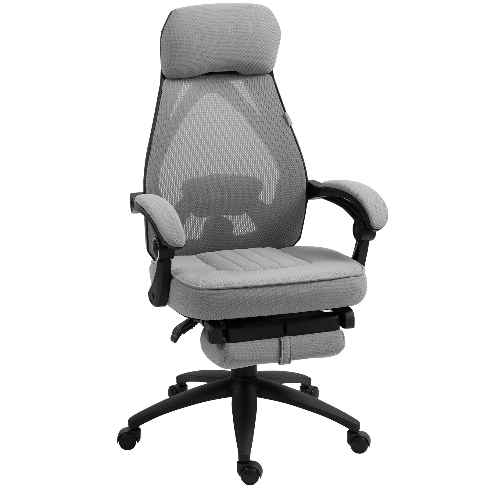 Office Chair with Footrest, High Back Swivel Desk Chair with Adjustable Height and Headrest for Home Office, Dark Grey