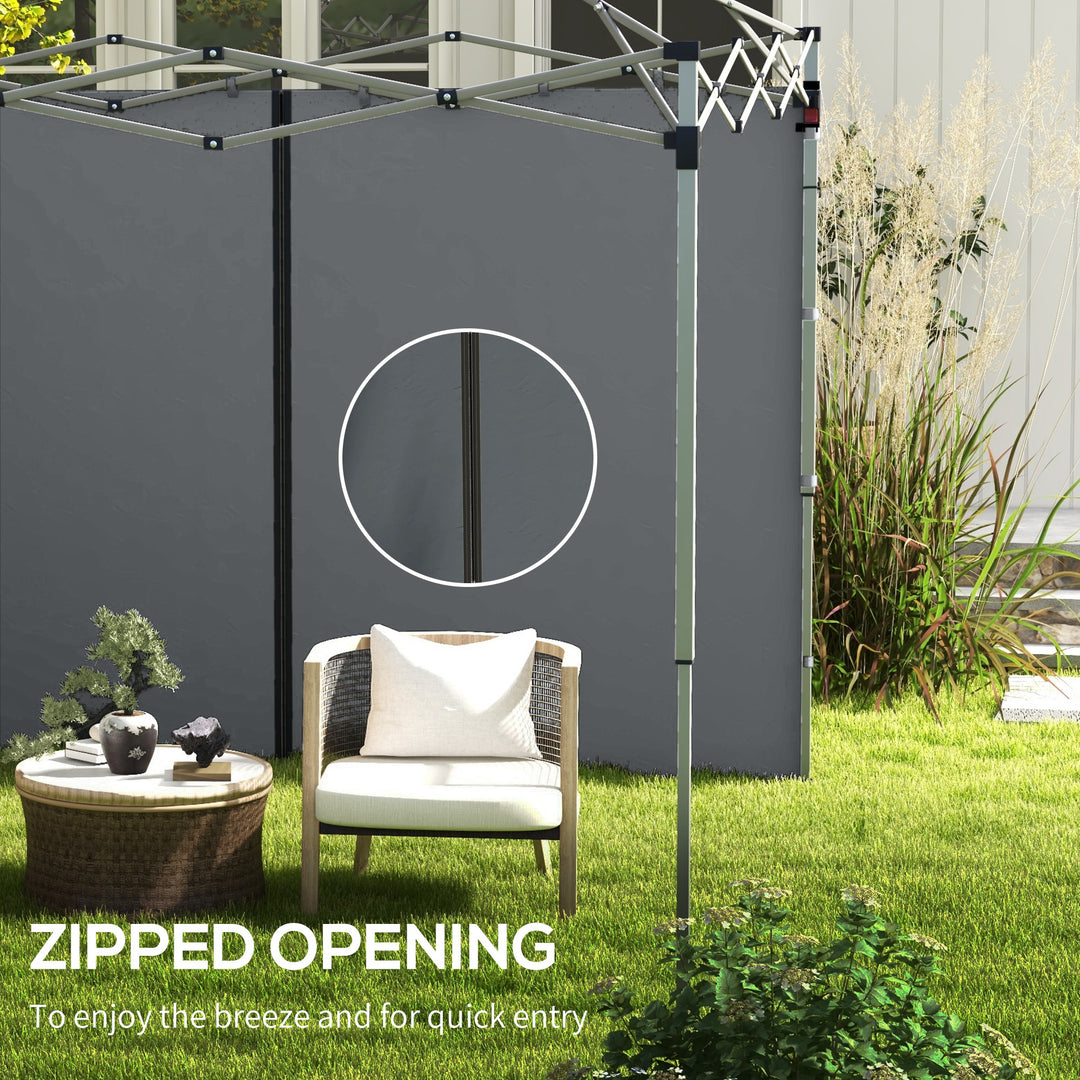 Outsunny Gazebo Side Panels, 2 Pack Sides Replacement, for 3x3(m) or 3x6m Pop Up Gazebo, with Zipped Doors, Light Grey