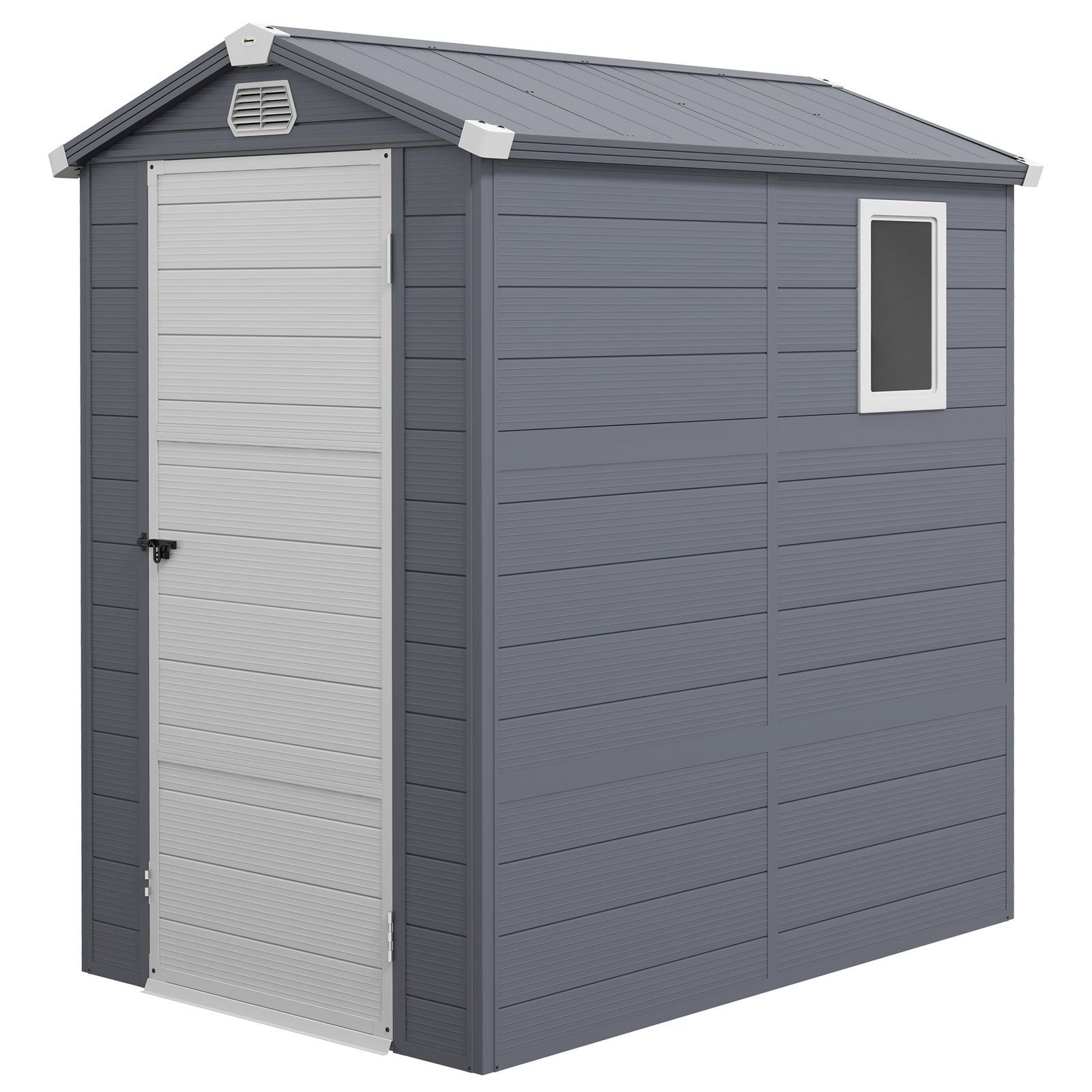 4.4ft x 6.2ft Aluminium Frame and Plastic Wall Shed, with Foundation - Grey