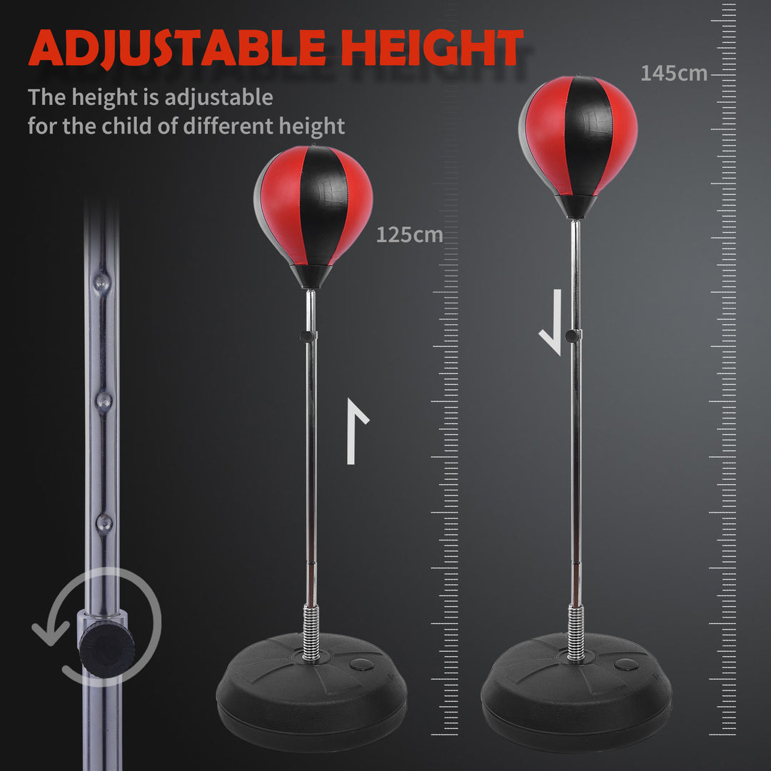 MCL Punching Bag with Stand, 126-144 cm Height Adjustable Boxing Set Free Standing Speed Bag with Gloves and Air Pump for Teenagers Home Gym Workout