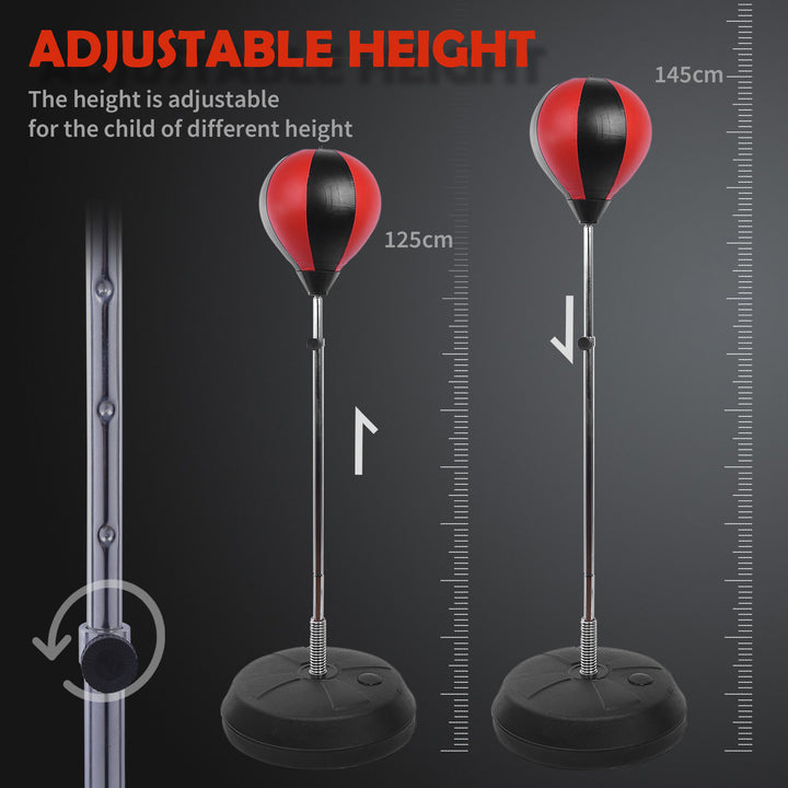 MCL Punching Bag with Stand, 126-144 cm Height Adjustable Boxing Set Free Standing Speed Bag with Gloves and Air Pump for Teenagers Home Gym Workout