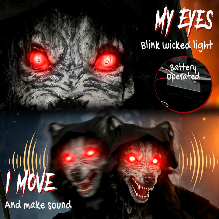 Halloween Standing Werewolf Animated Decoration with Light-Up Eyes, So
