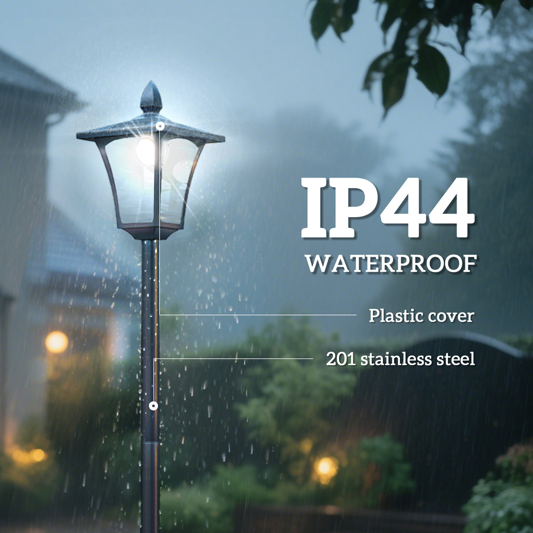 Outdoor Garden Solar Post Lamp Sensor Dimmable LED Lantern Bollard Pathway 1.6M Tall – Black